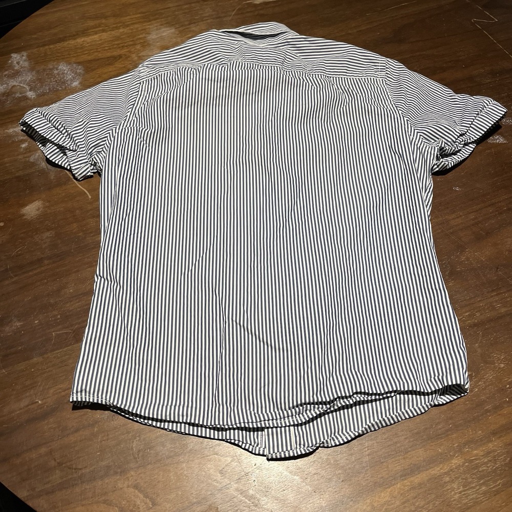 Abercrombie & Fitch Oxford Button Down Shirt Mens S Muscle White Blue Striped - Picture 3 of 11